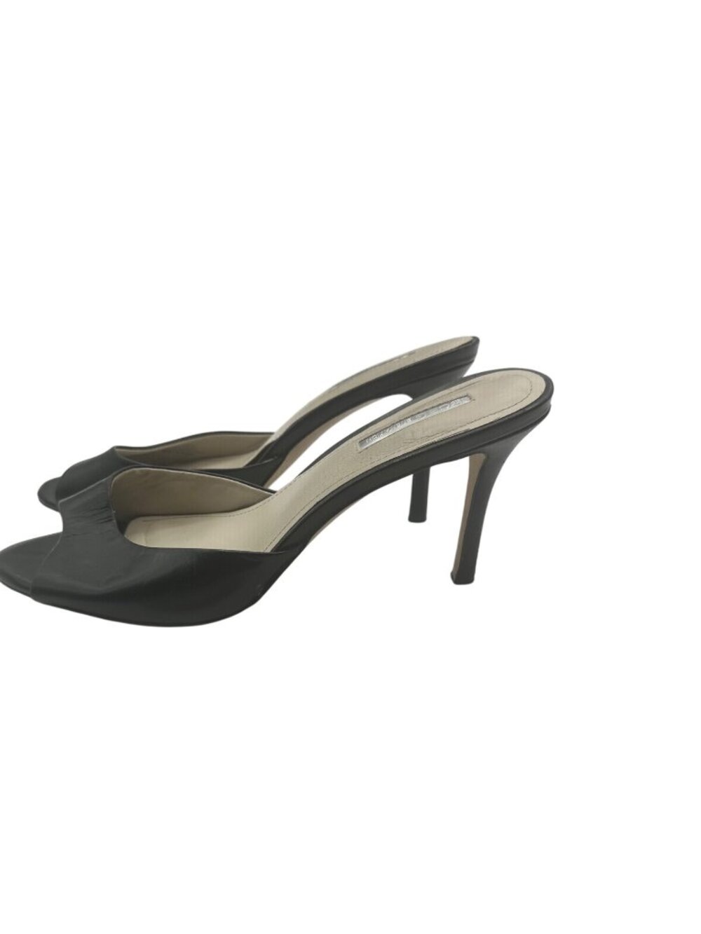 BCBGeneration Size 9.5 Leather Slip-On Design Open-Toe Mule High Heels Black - Picture 3 of 9